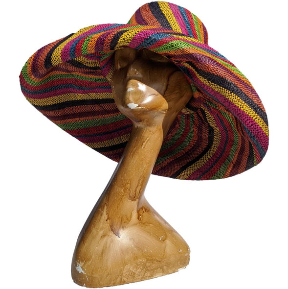 Multicolored Stripes 5" Shapeable Brim Lightweight Raffia Hat | Soava