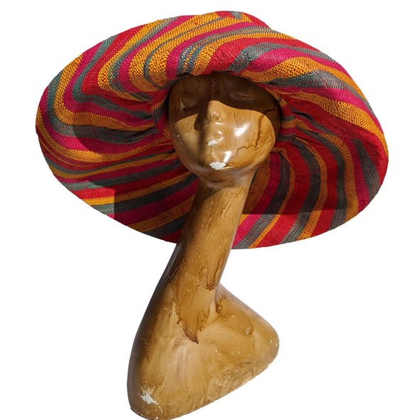 5" Shapeable Brim Multicolored Raffia Hat | Red Green Yellow | Soava