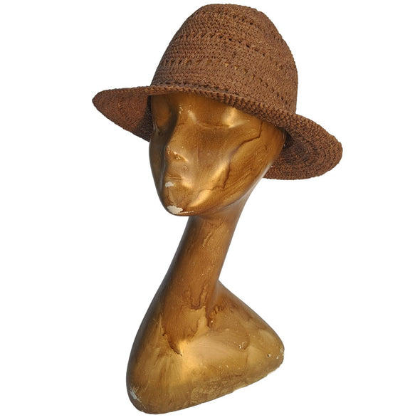 Short Brim Crochet Raffia Hat for Women | Fedora-type Hat