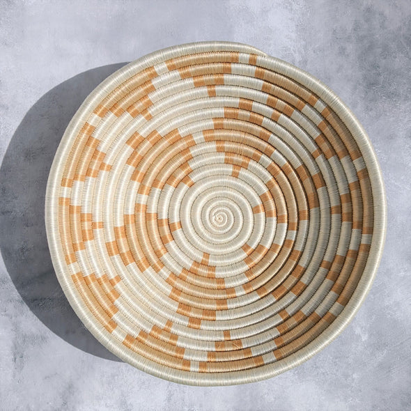 African Bowl Basket in Neutral Colors to be used as wall hanging or trinket holder