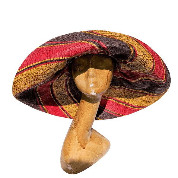 7 inches Wide Brim Raffia Straw Hat | Multicolored Stripes