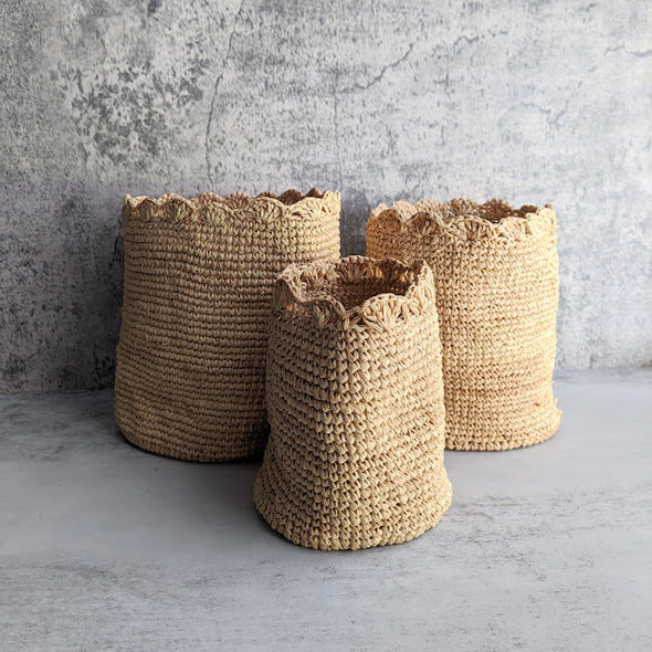 Natural Raffia Nesting Woven Storage Baskets