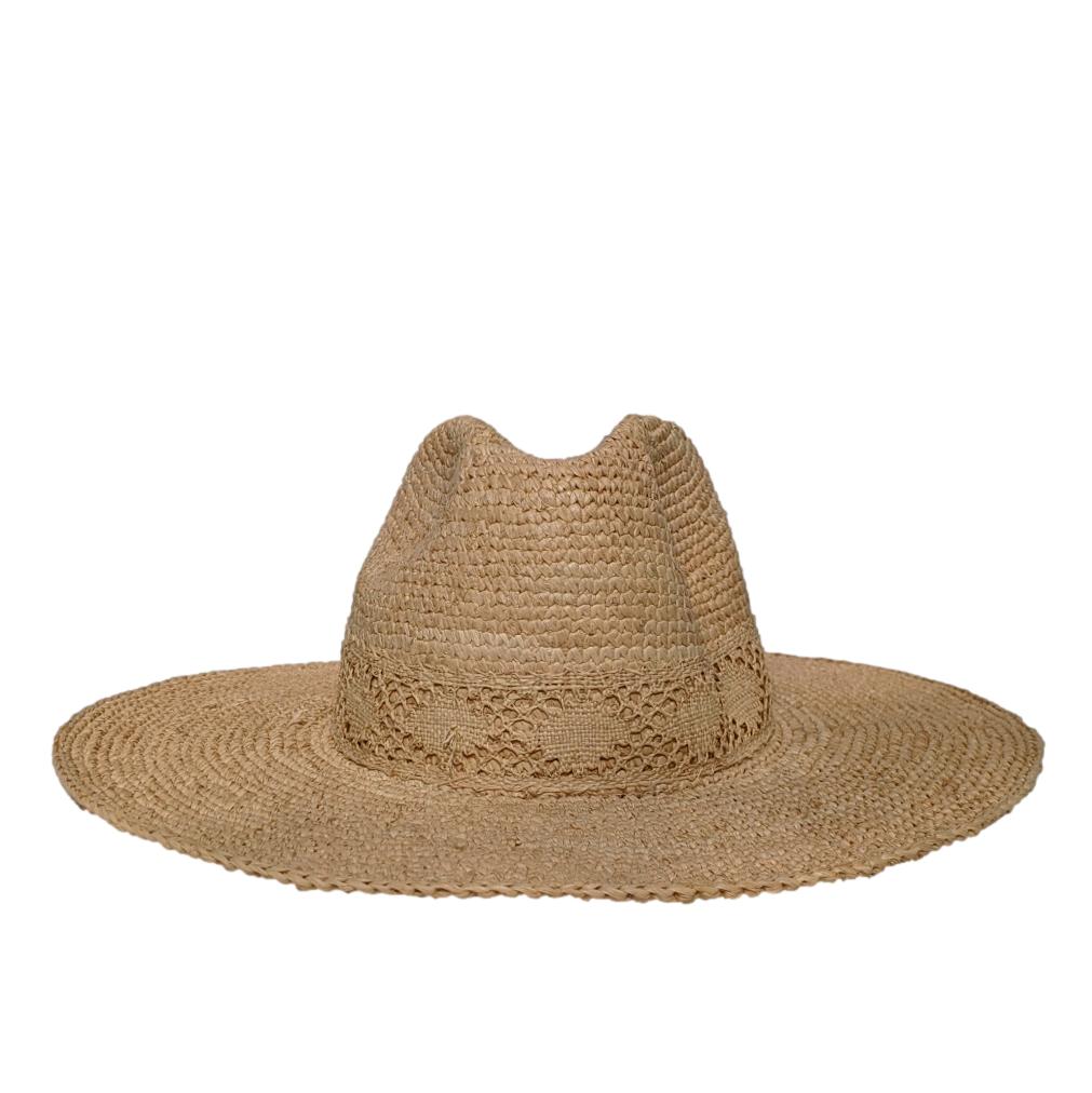 21 1/4" Raffia Hat for Smaller Head | Natural Color | XS Crochet Raffia Hat