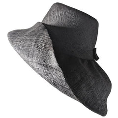 Black Oversized Brim Straw Hat | 7 Inches Brim Raffia Hat | Solid Black | Soava