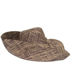 Oversized Sun Hat 7" Brim Raffia Hat | Black and Natural | UPF 50 | Soava