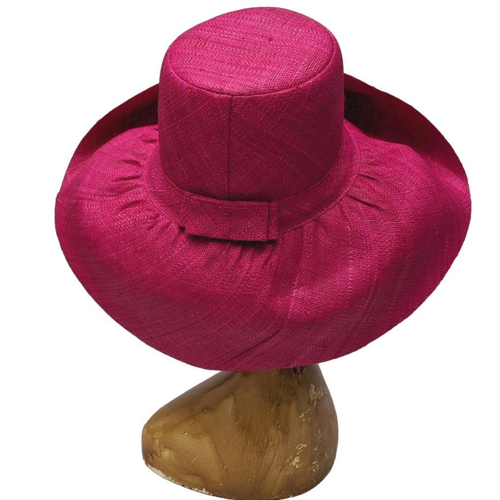 AUDREY | 5 Inches Shapeable Wide Brim Raffia Hat  | Fuchsia Pink |  UPF 50