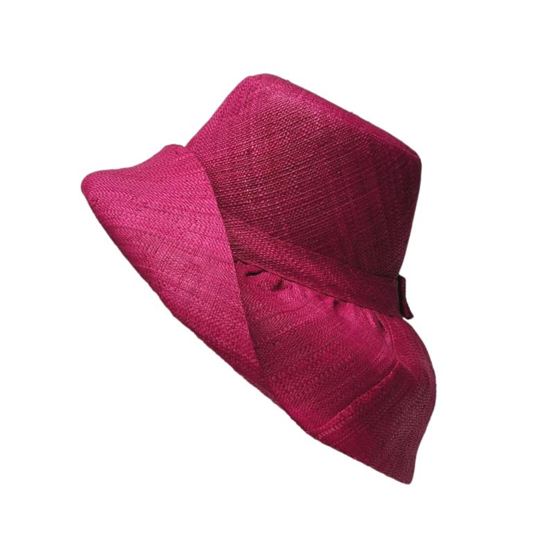AUDREY | 5 Inches Shapeable Wide Brim Raffia Hat  | Fuchsia Pink |  UPF 50