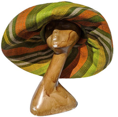 Green and Orange Stripes Wide Brim Raffia Straw Hat | Multicolored Stripes | UPF 50 | Soava