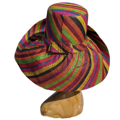 Multicolored Stripes 5" Shapeable Brim Lightweight Raffia Hat | Soava