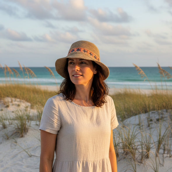 Soava Packable crochet raffia bucket hat