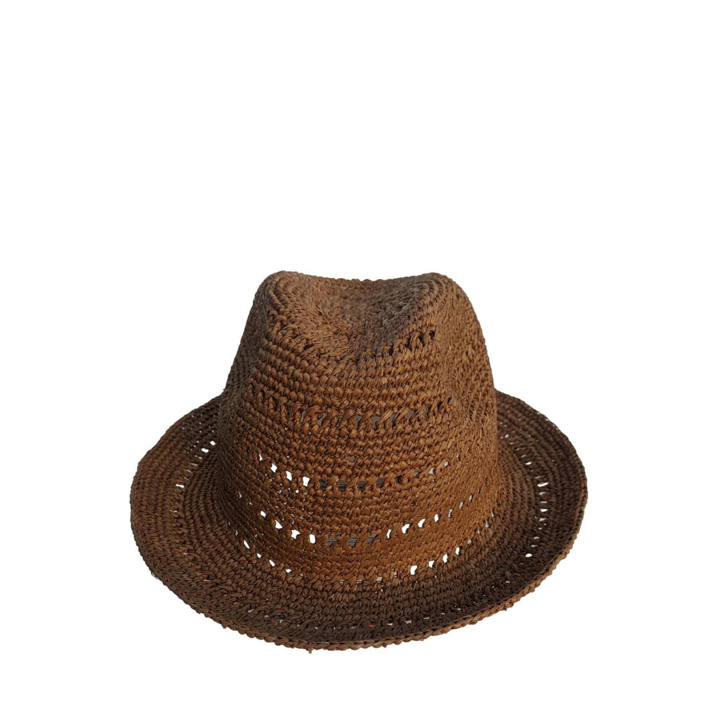 Short Brim Crochet Raffia Hat for Women | Fedora-type Hat