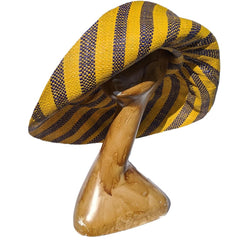 7 Inches Brim Raffia Hat | Yellow and Blue Stripes | Shapeable Brim | UPF 50
