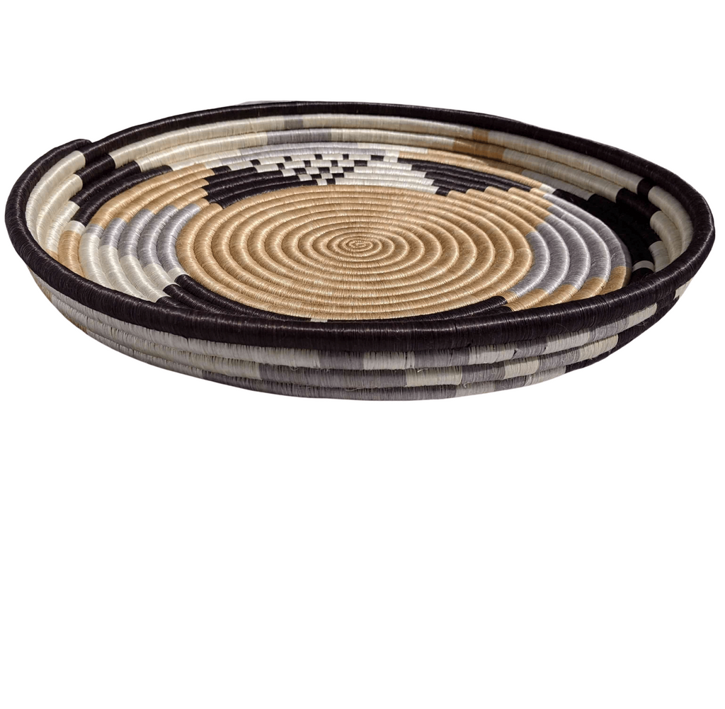 African Round Basket Tray | Neutral Colors