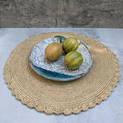 Round Raffia Crochet Placemat/Trivet - Set of Two