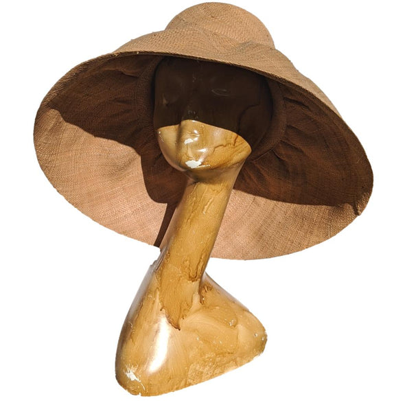 AUDREY |  5 Inches Shapeable Wide Brim Raffia Hat | Tan
