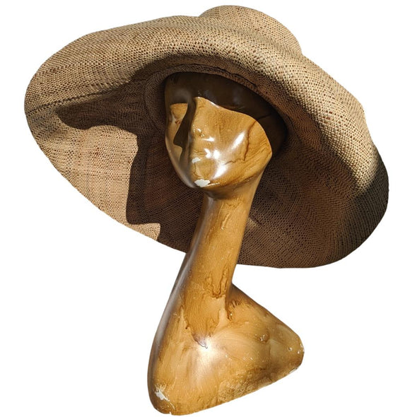AUDREY | 5 Inches Shapeable Wide Brim Raffia Hat | Natural and Tan | UPF 50