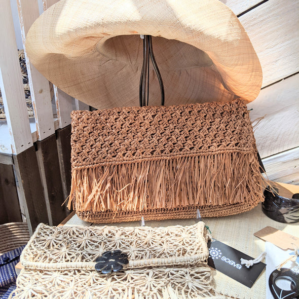 Soava Raffia Straw Envelop Clutch