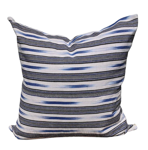 20" x 20" Blue, White, and Black Designer Throw Pillow Case | Yeelen Textiles